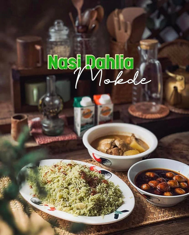 Nasi Dahlia with Pandan Powder | My Blue Tea