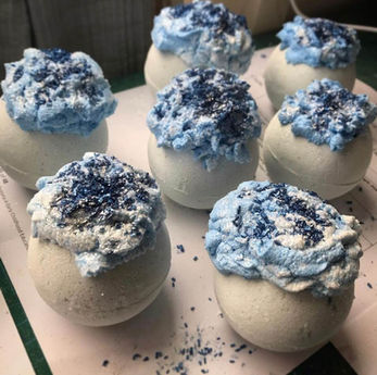 Butterfly Blue Pea Bath Bombs made with My Blue Tea superfoods