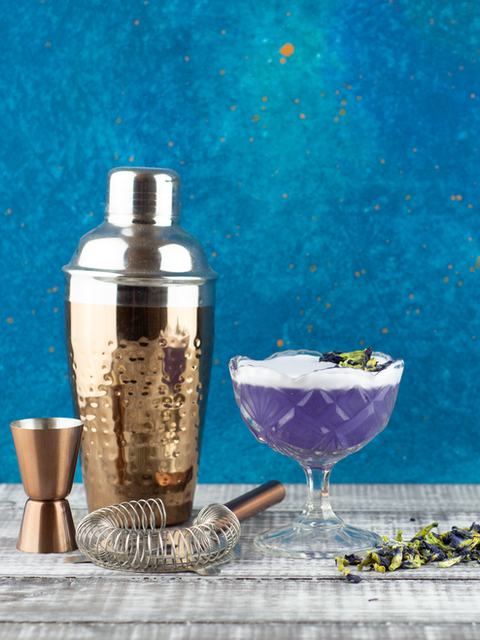Butterfly Pea Purple Gin Sour Christmas Cocktail recipe by My Blue Tea
