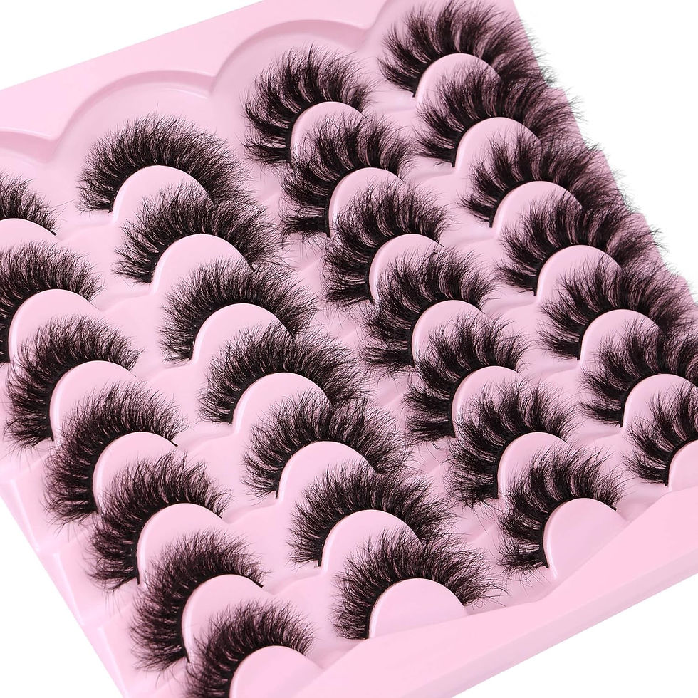 Thumbnail: Newcally False Eyelashes Fluffy Wispy Faux Mink Lashes 8D Volume Long Cat Eye L
