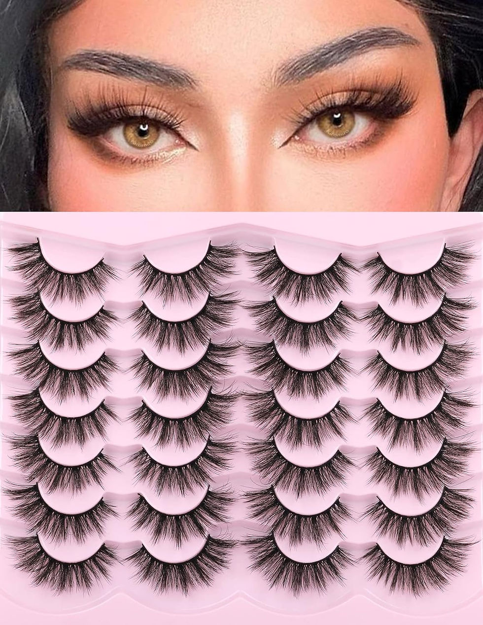 Thumbnail: False Eyelashes 14mm Faux 3D Mink Lashes Natural Look Fluffy Cat Eye Wispy Lash