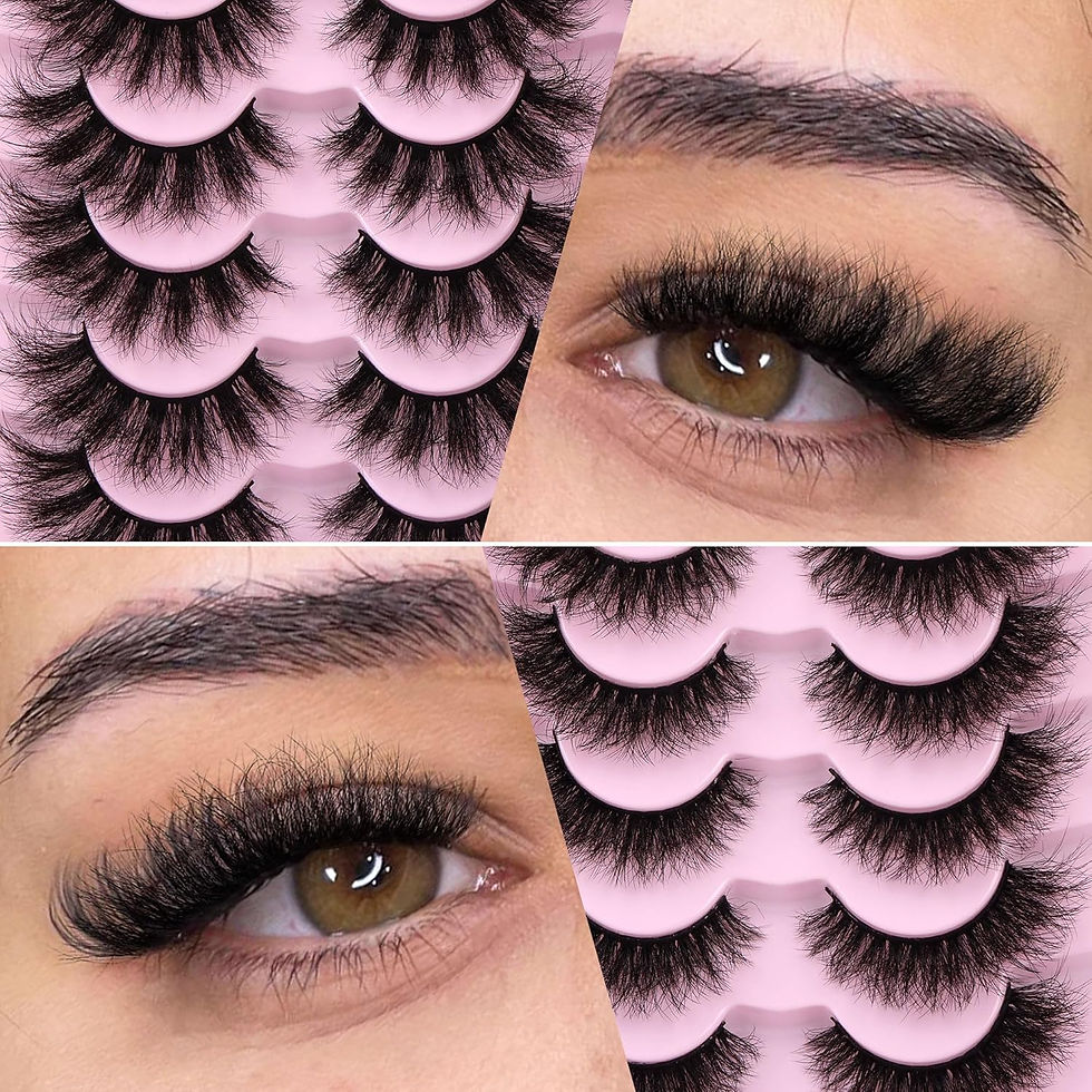 Thumbnail: Newcally False Eyelashes Fluffy Wispy Faux Mink Lashes 8D Volume Long Cat Eye L