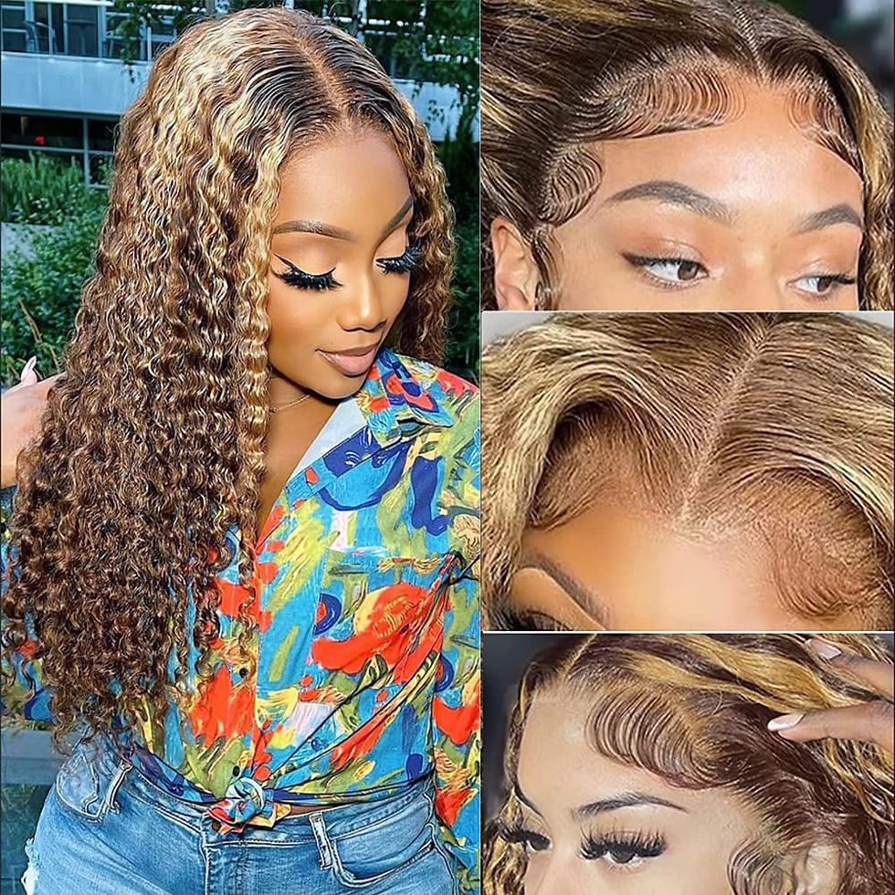 Thumbnail: Chesma 28inch Highlight Ombre Lace Front Wig Human Hair 13x4 HD Honey Blonde 4/