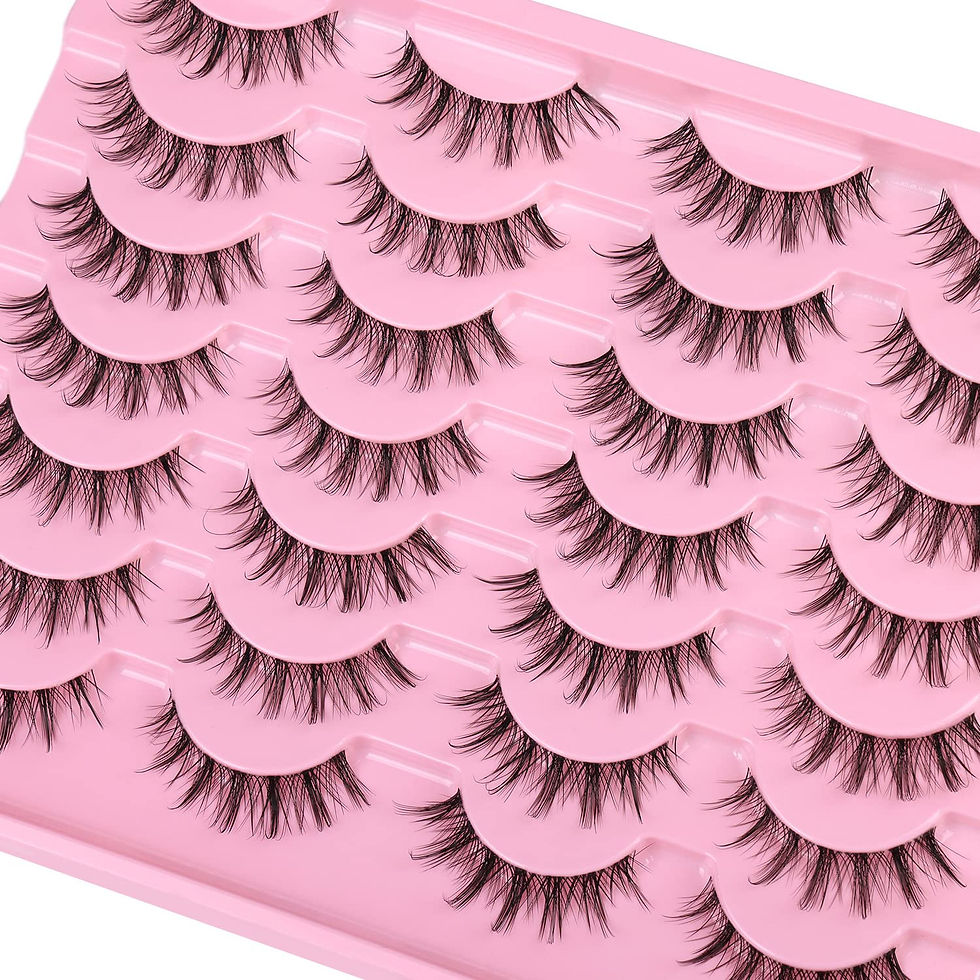 Thumbnail: False Eyelashes 14mm Faux 3D Mink Lashes Natural Look Fluffy Cat Eye Wispy Lash