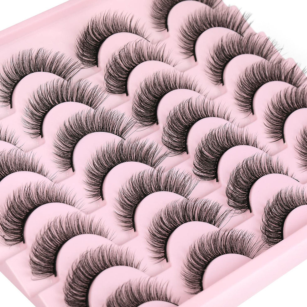 Thumbnail: False Eyelashes 14mm Faux 3D Mink Lashes Natural Look Fluffy Cat Eye Wispy Lash