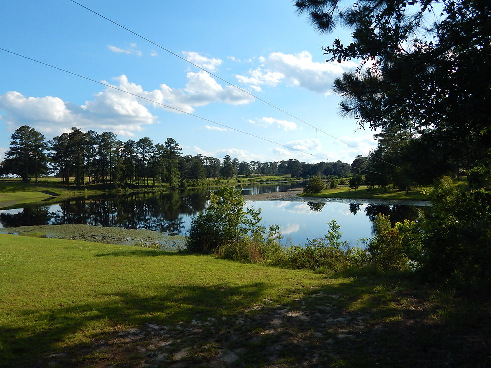 Lake Sehoy with a blue sky and fluffy white clouds