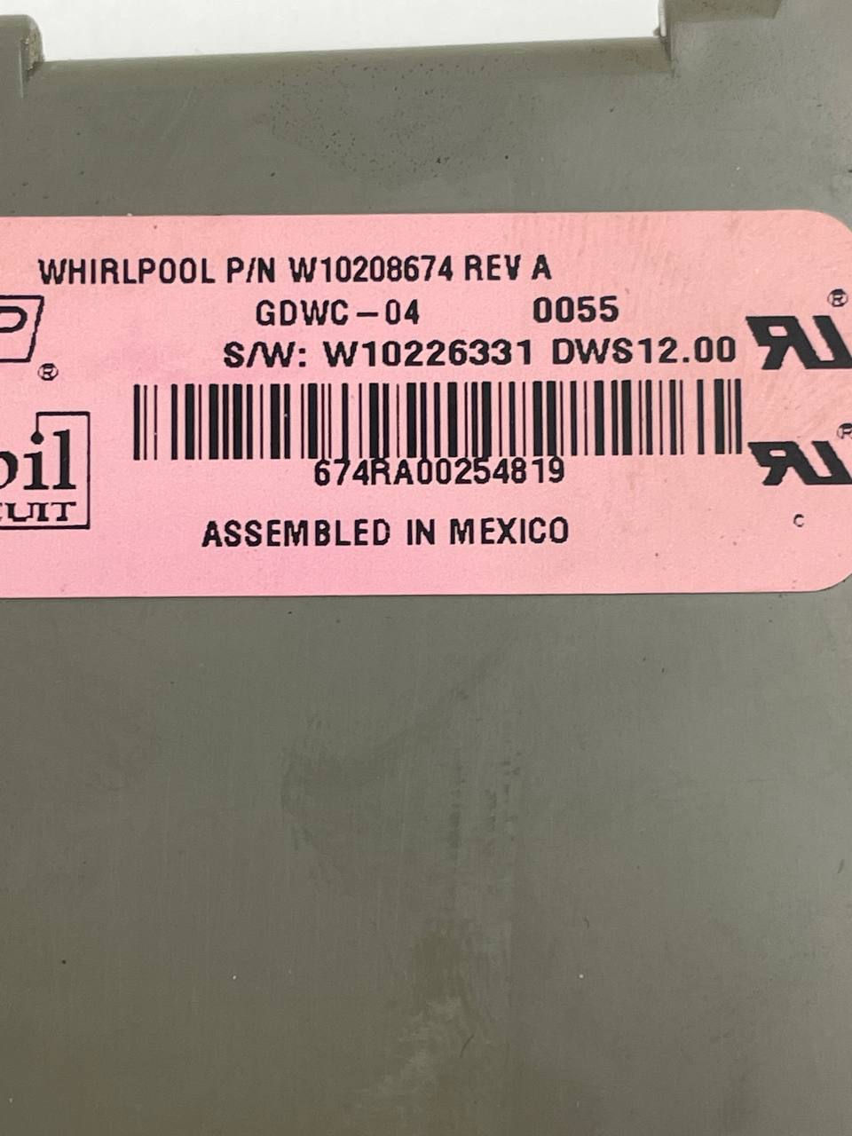 Thumbnail: WPW10285179 W10285179 Control pcb MDB7809AWB0 MDB8959AWB0 MDB8959AWB4 OEM