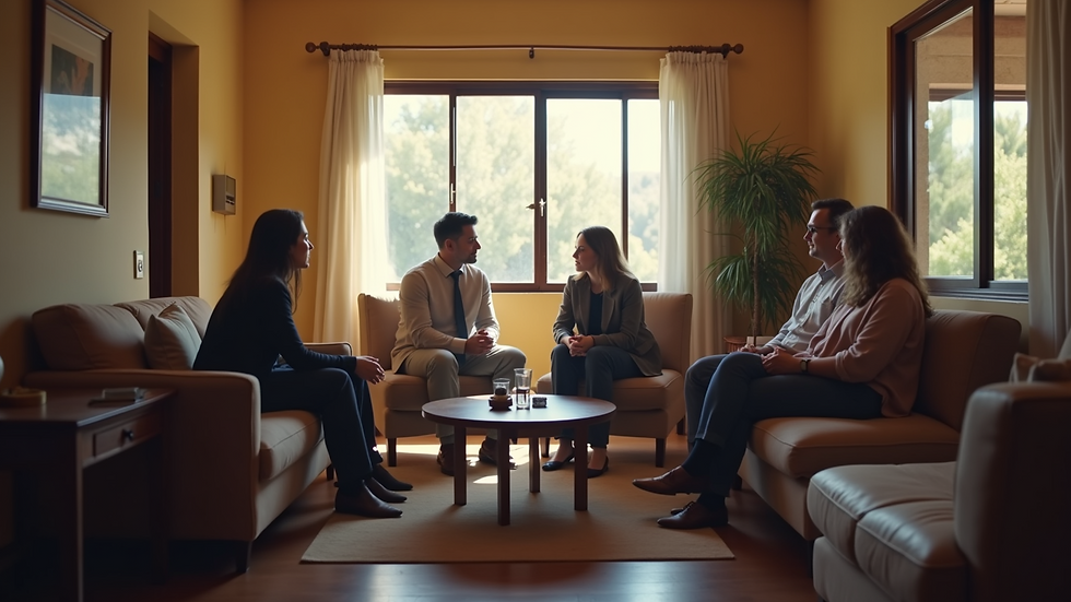 Vista de un círculo de conversación en un entorno acogedor