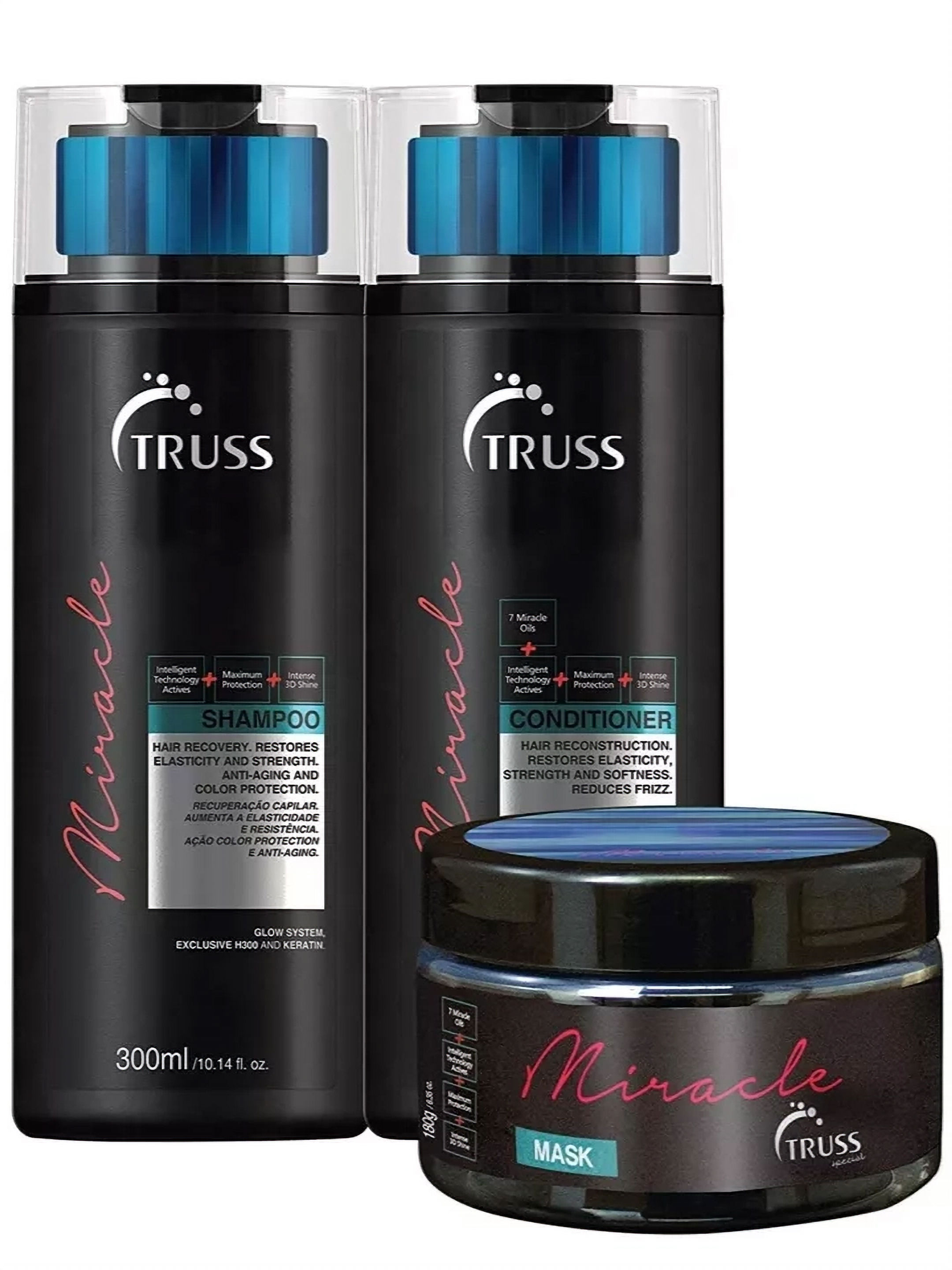 TRUSS Miracle Shampoo and Conditioner Set Bundle with Hair Mask