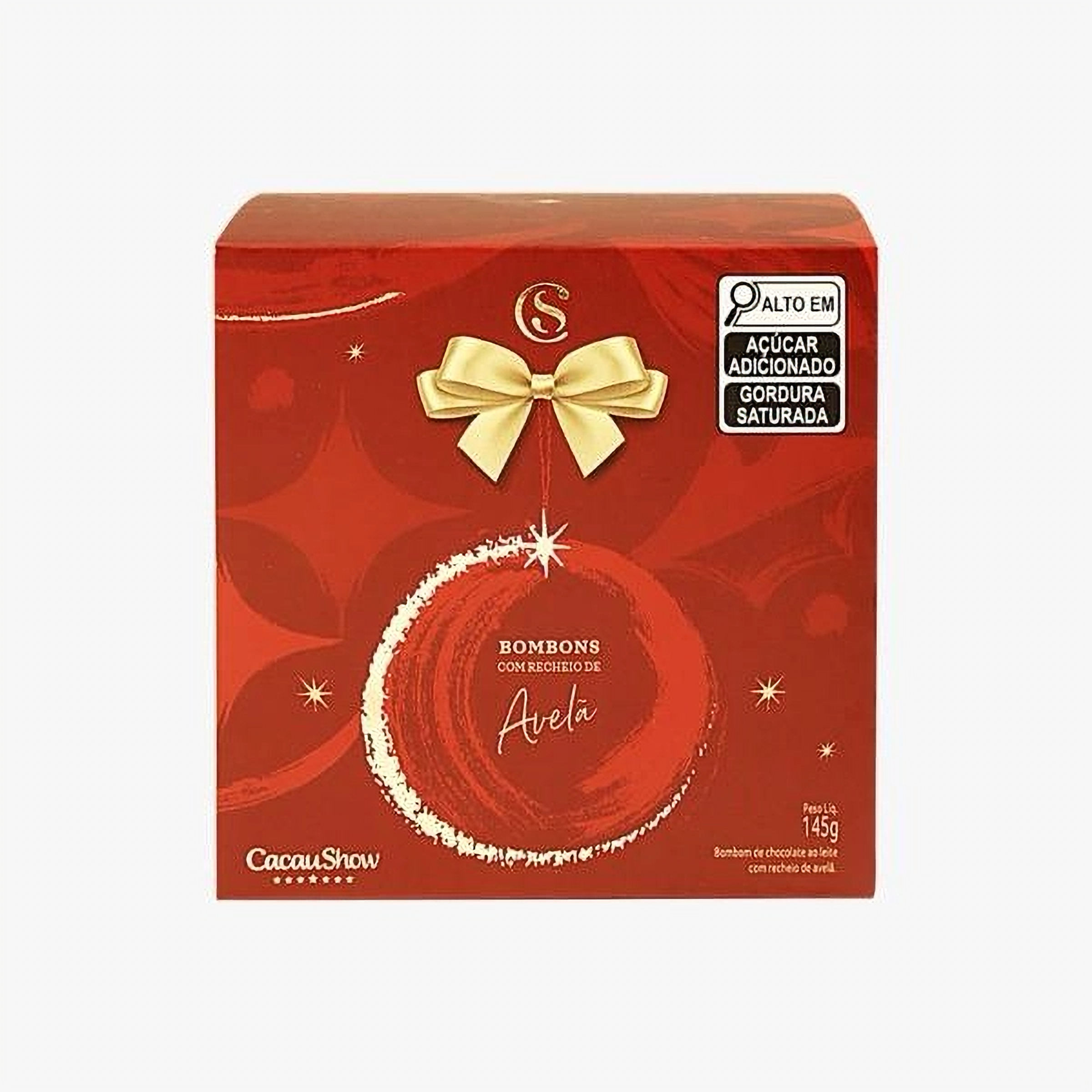 Cacau Show Caixa de Bombons Cubo Clássicos ao Leite com Recheio de Avelã 145g