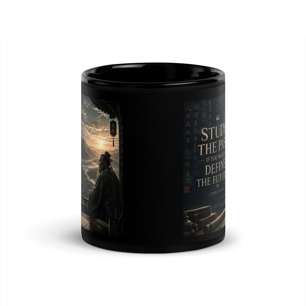 Thumbnail: "Study the past..." -  Confucius Black Ceramic Mug