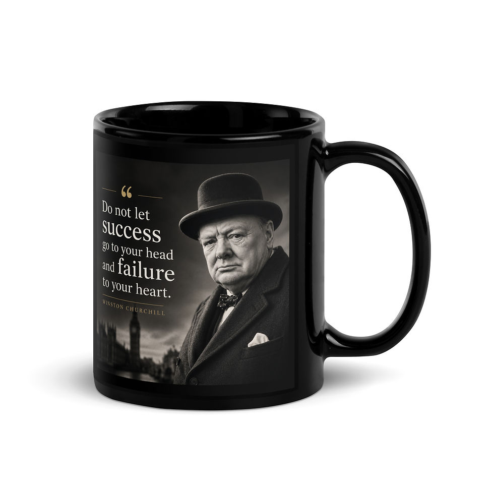 Thumbnail: "Do not let success go to your head..." -  Winston Churchill Black Ceramic Mug