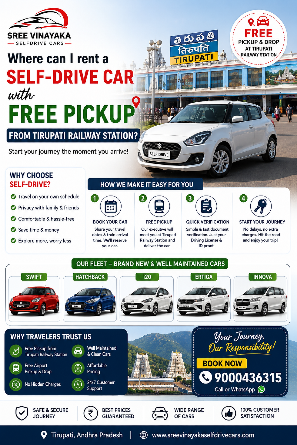Where Can I Rent a Self-Drive Car with Free Pickup from Tirupati Railway Station?