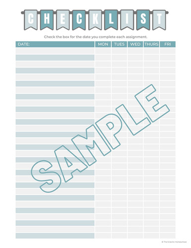 Blank Weekly Checklist | Eclectic Homeschool