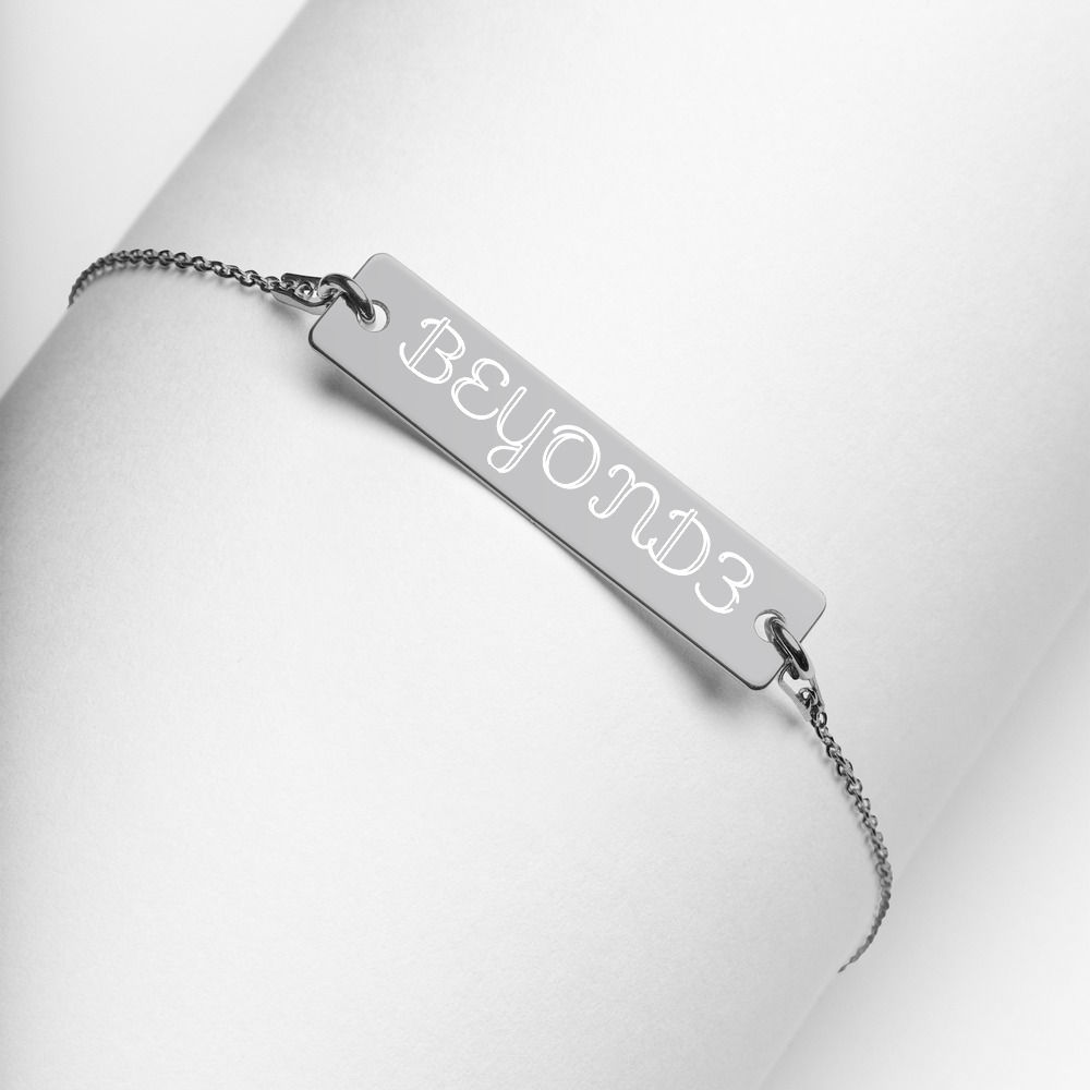 Engraved Silver Bar Chain Bracelet