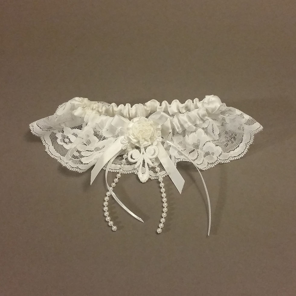 Thumbnail: White Lace Bridal Garter 1