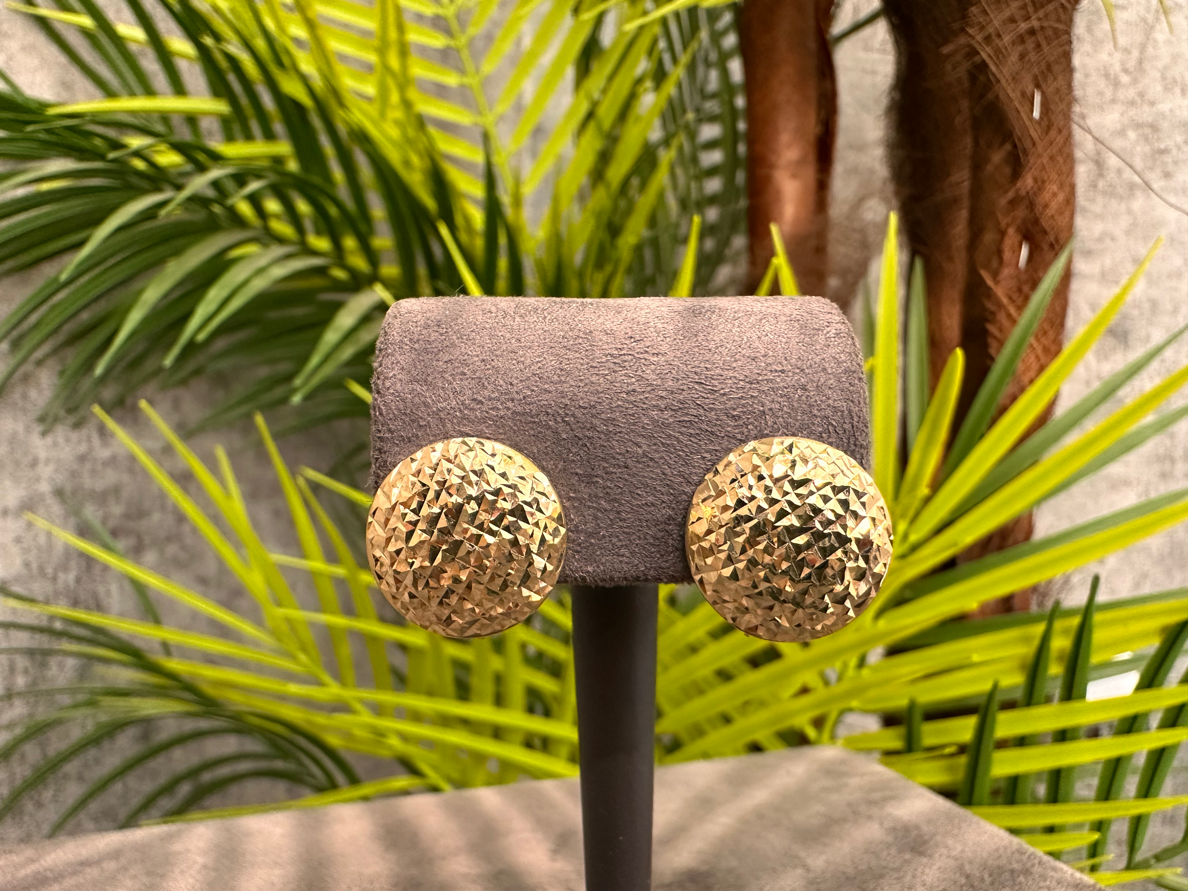 Luce Forma Tondo – 14 Ayar Altın Dairesel Dokulu Küpe