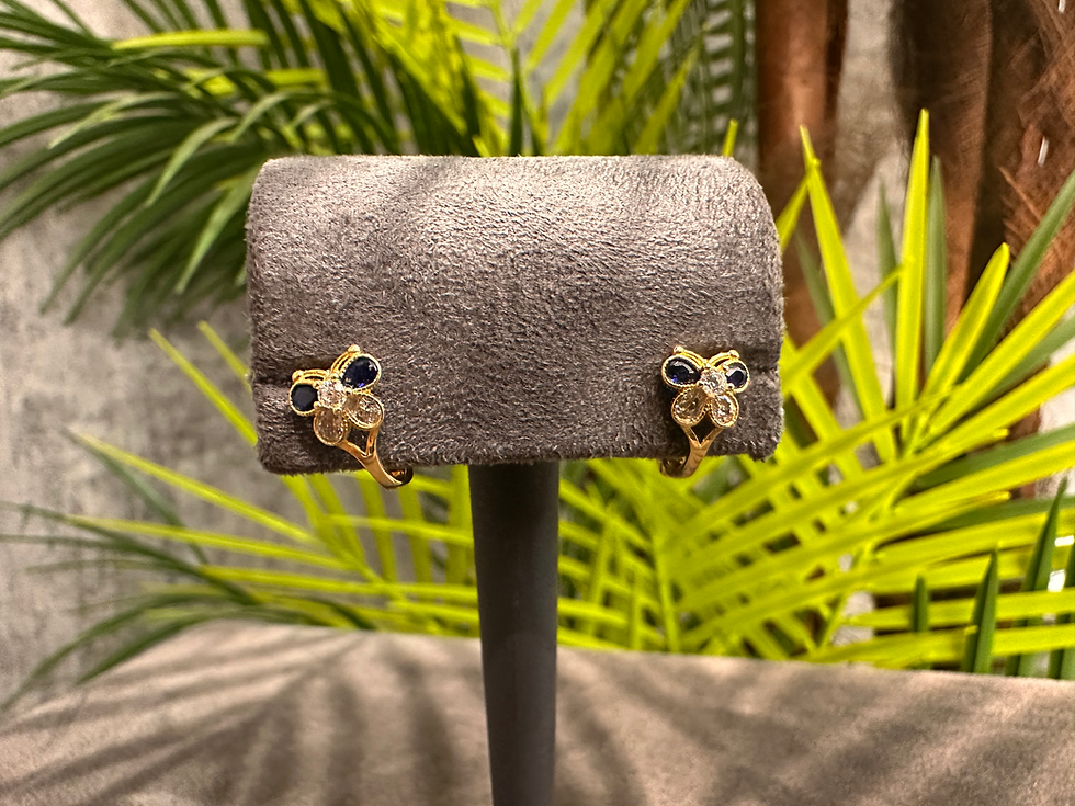 Léa – 14 Ayar Taşlı Kelebek Figürlü Çocuk Küpesi