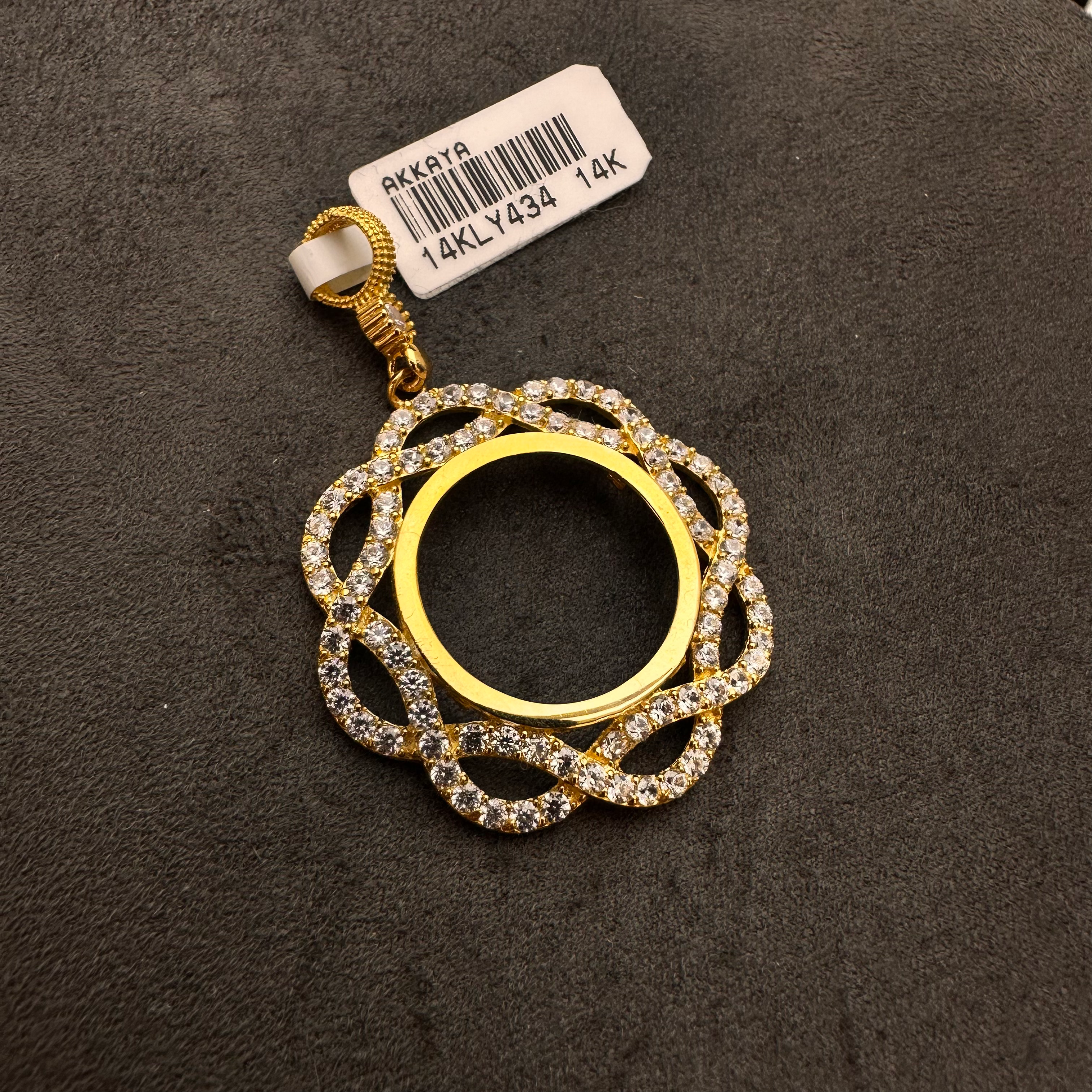 Sonsuzluk - Taşlı 14 Ayar Altın Çeyrek Çerçevesi Kolye Ucu