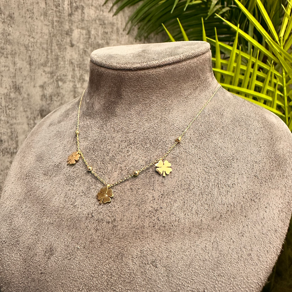 14 Ayar Altın Üçlü Yonca Kolye