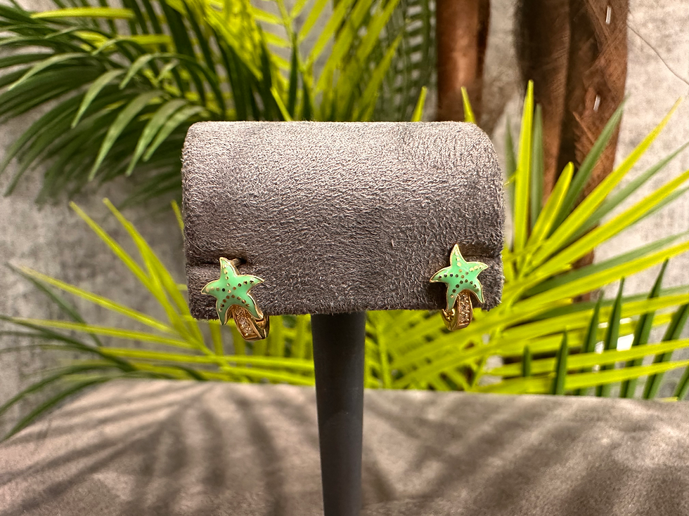 Stella – 14 Ayar Yeşil Mine Denizyıldızı Çocuk Küpesi