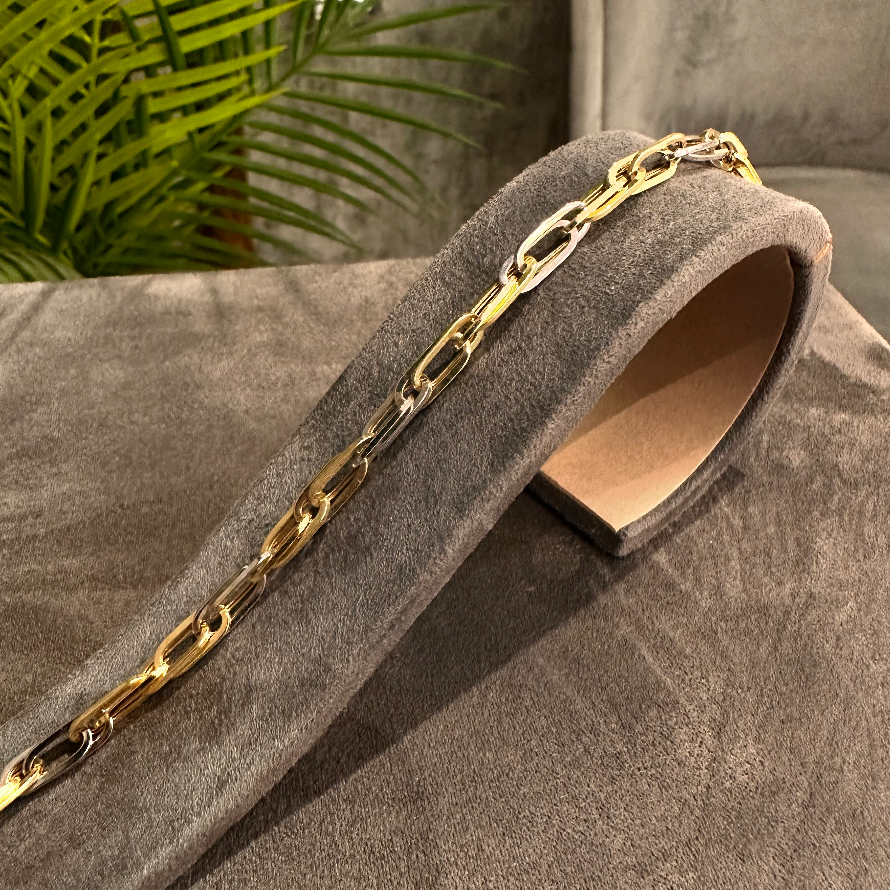 Alterna – İki Renkli Oval Halkalı 14 Ayar Altın Bileklik