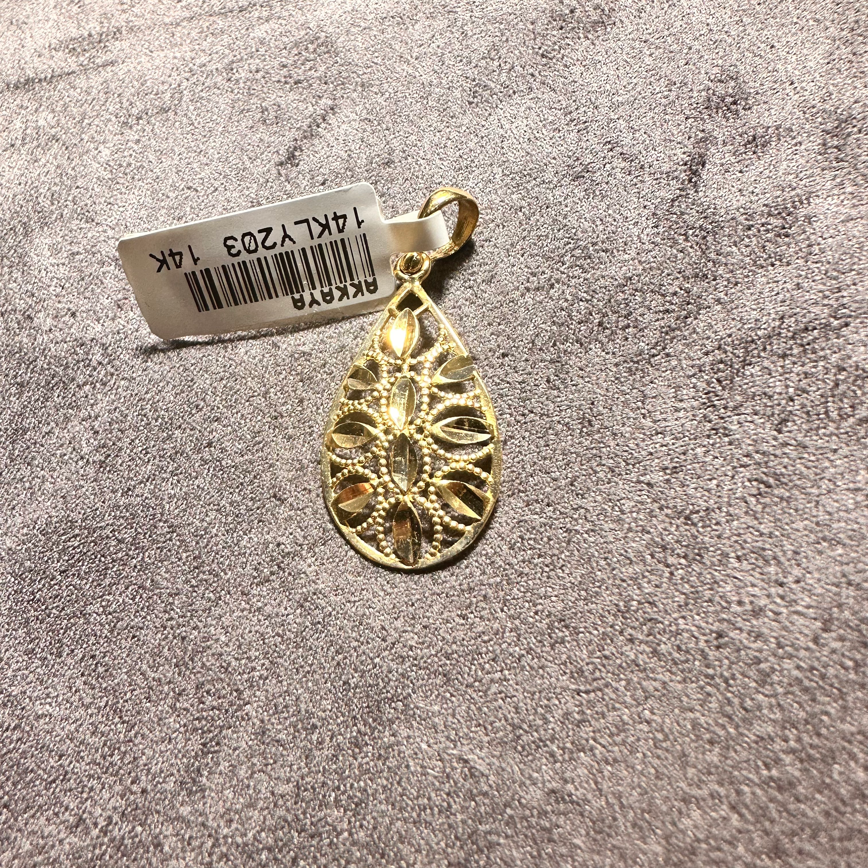 14 Ayar Damla Formlu Harf Kolye Ucu