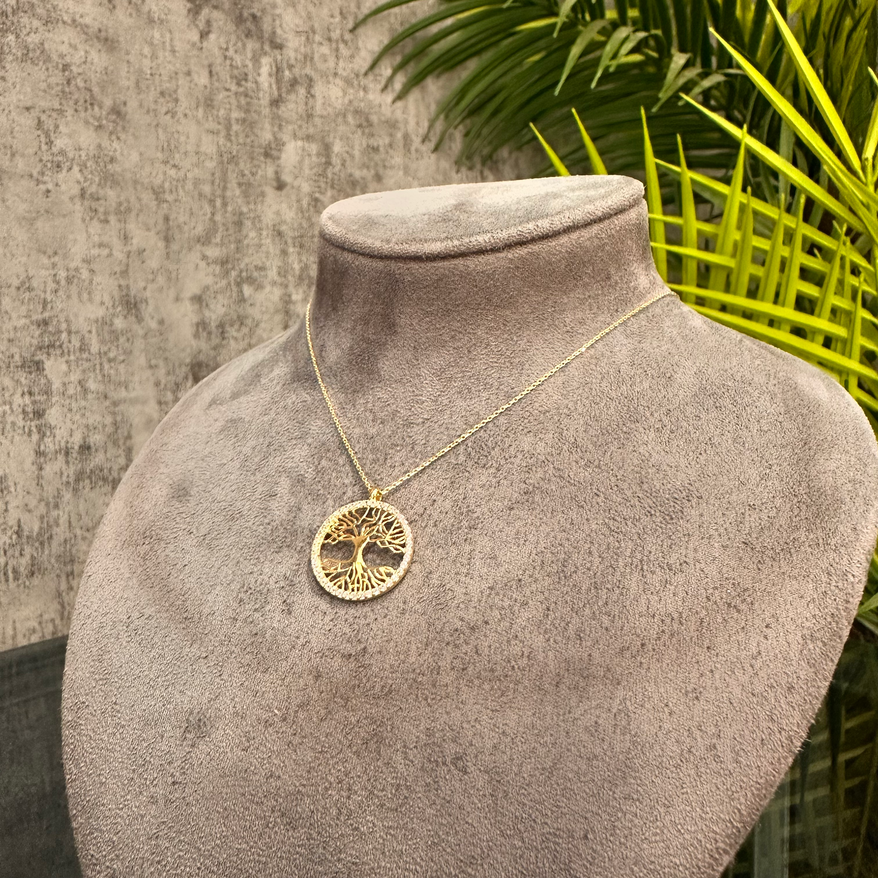 14 Ayar Altın Taşlı Hayat Ağacı Kolye
