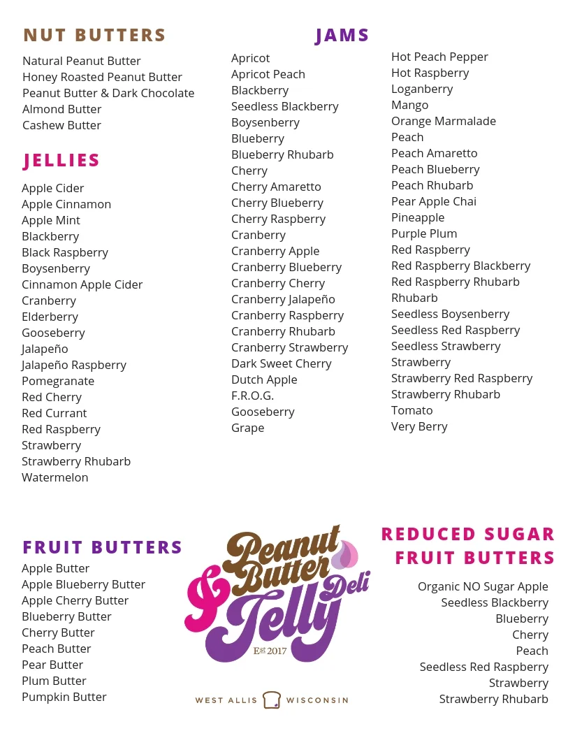 Butters Jams Jellies United States Peanut Butter Jelly Deli