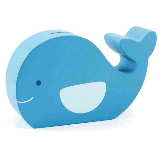 Salvadanaio in legno Balena azzurra - Pearhead