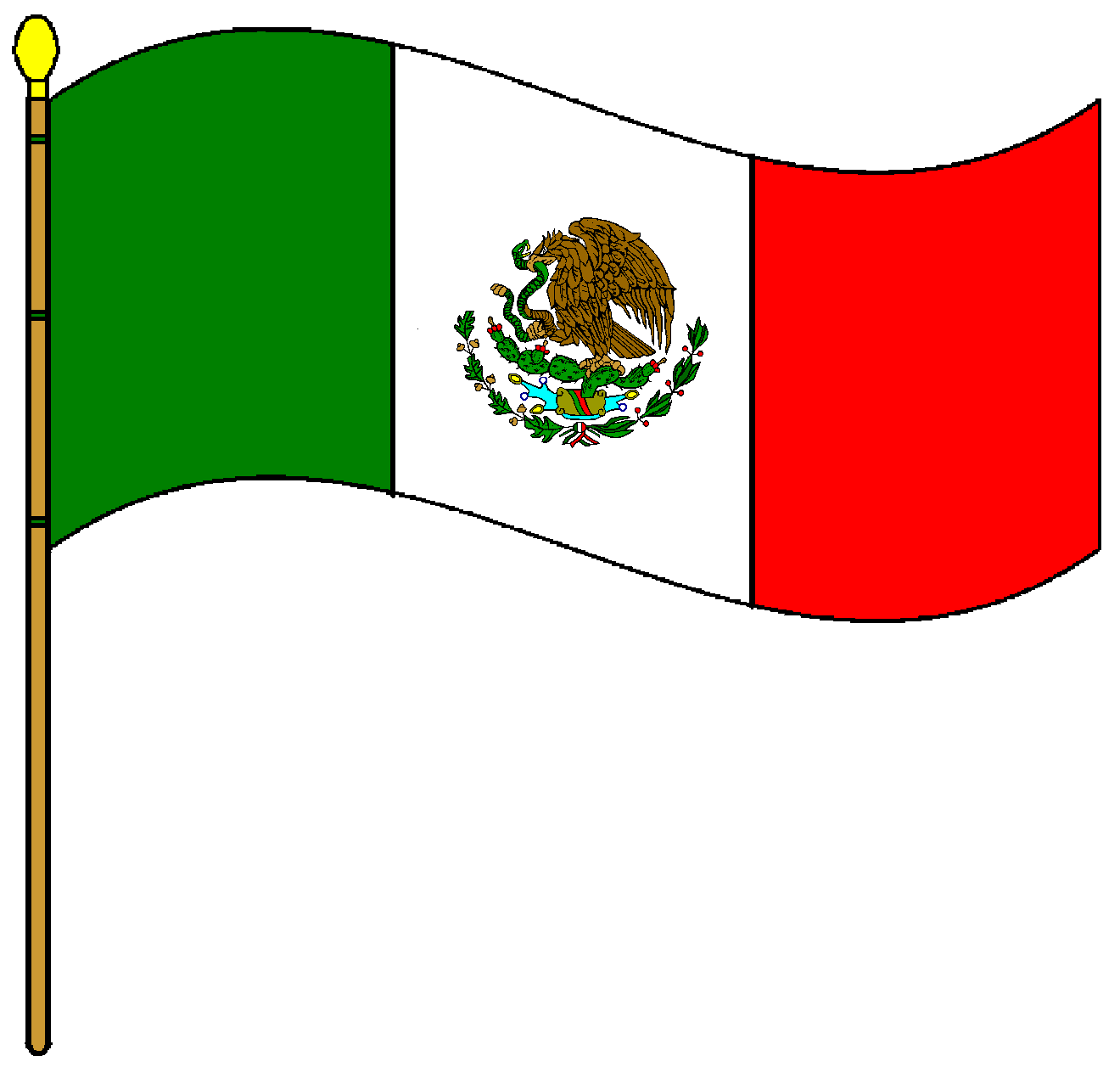 Bandera mexicana en asta ondeando.gif