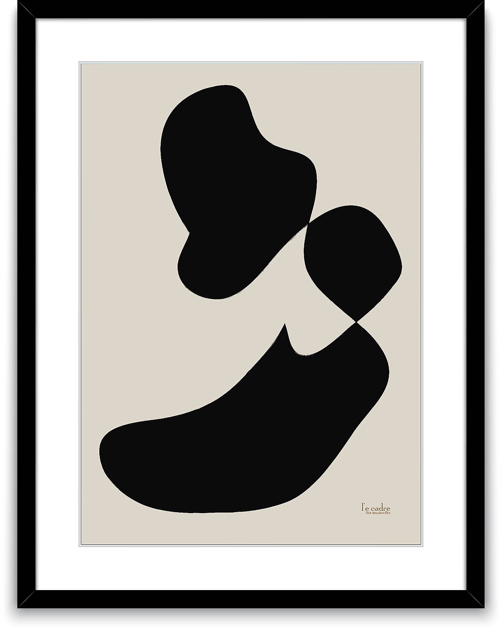 תמונה ממוזערת: אומנות אבסטרקט מסגרת עץ גוון שחור ופספרטו לבן