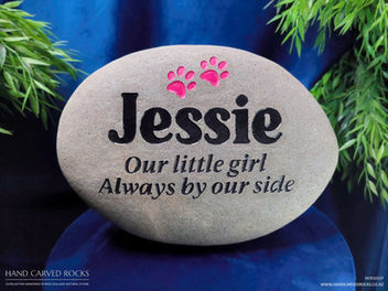 Engraved stone pet memorial - Hand Carved Rocks