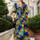 Thumbnail: Blue & Yellow Full Length Dress - Size 10