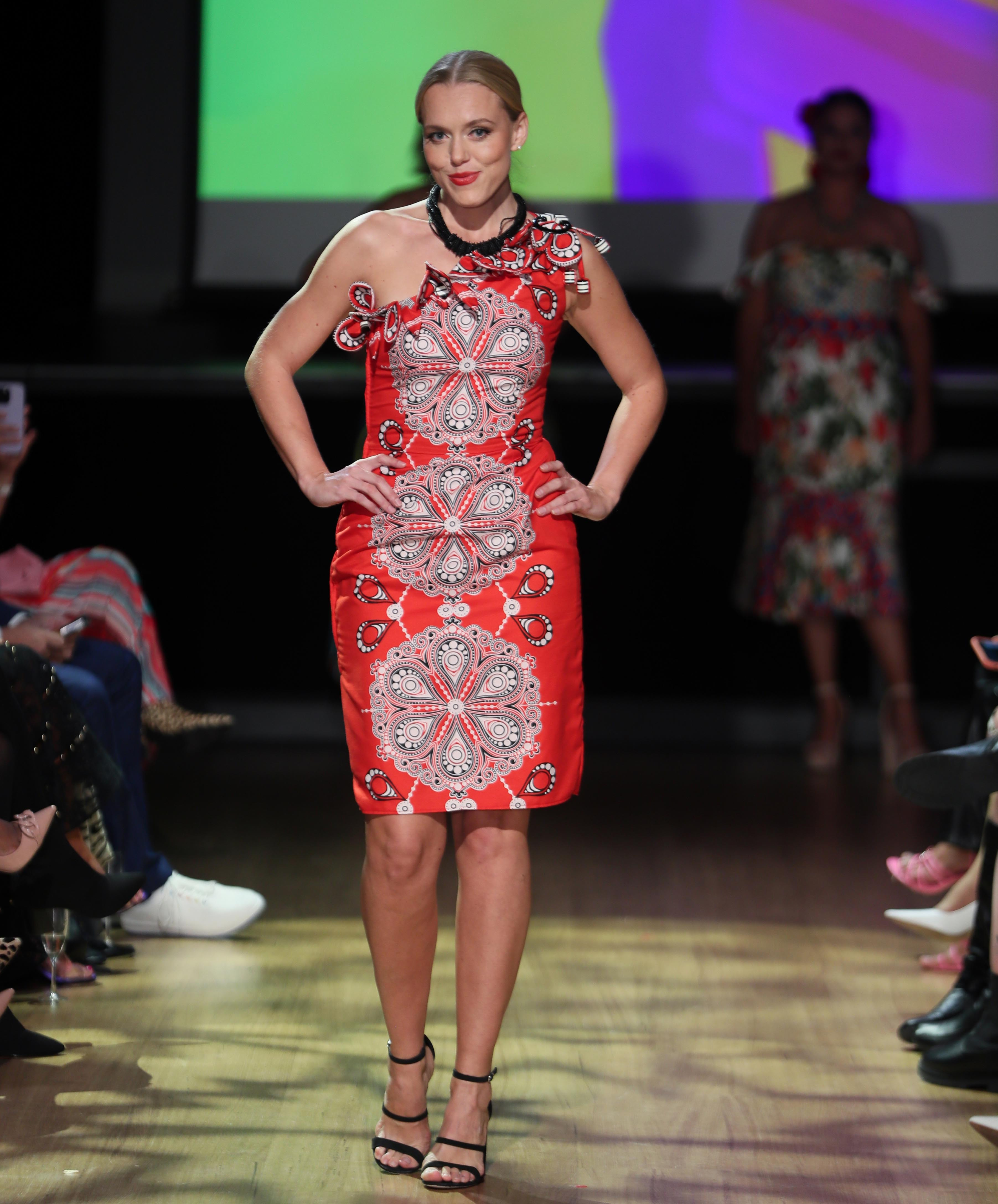 Red, Black & White Dress - Size 10