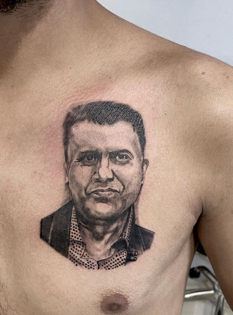 Man's portrait tattoo on chest Tribal Ink Tattoos in New Delhi