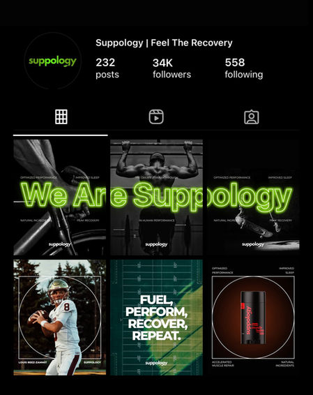 Suppology Instagram profile with brand messaging