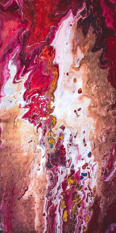 Abstract art red, white, gold swirls