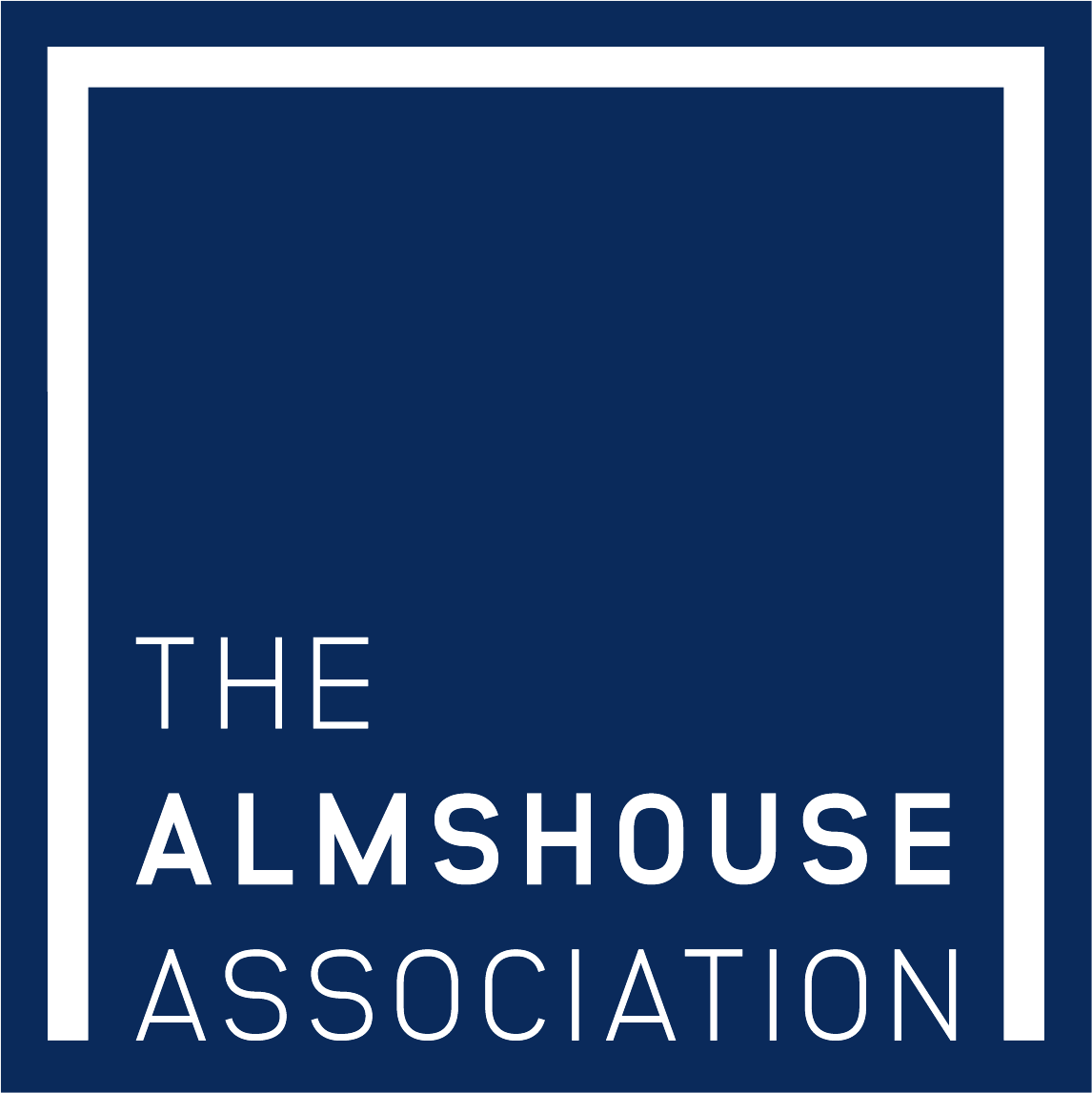 The Almshouse Association logo, featuring a white rectangle on a dark blue background.