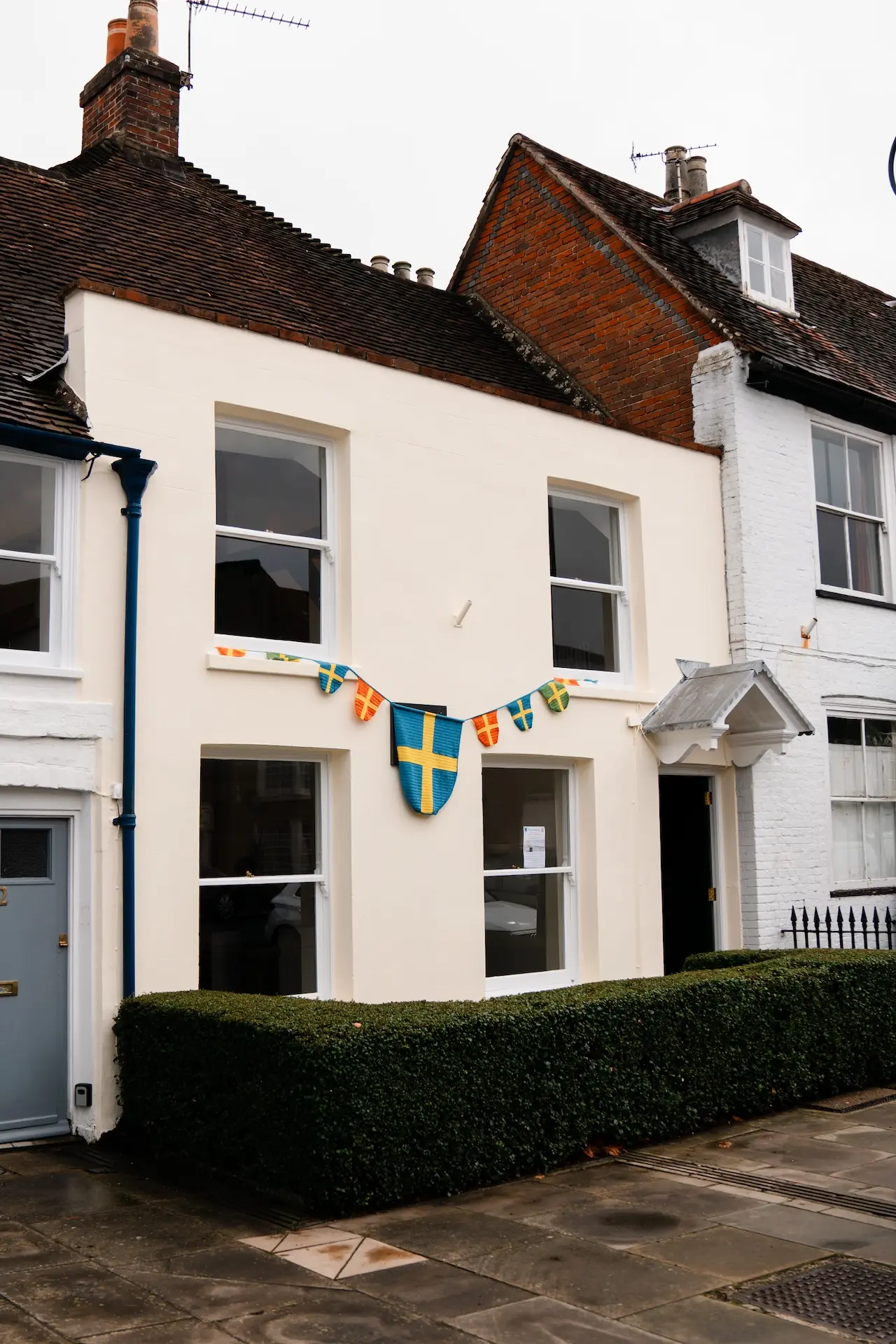 House with bunting