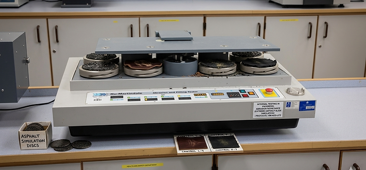 Using Martindale testers to simulate extreme asphalt slides and ensure leatherfabric integ