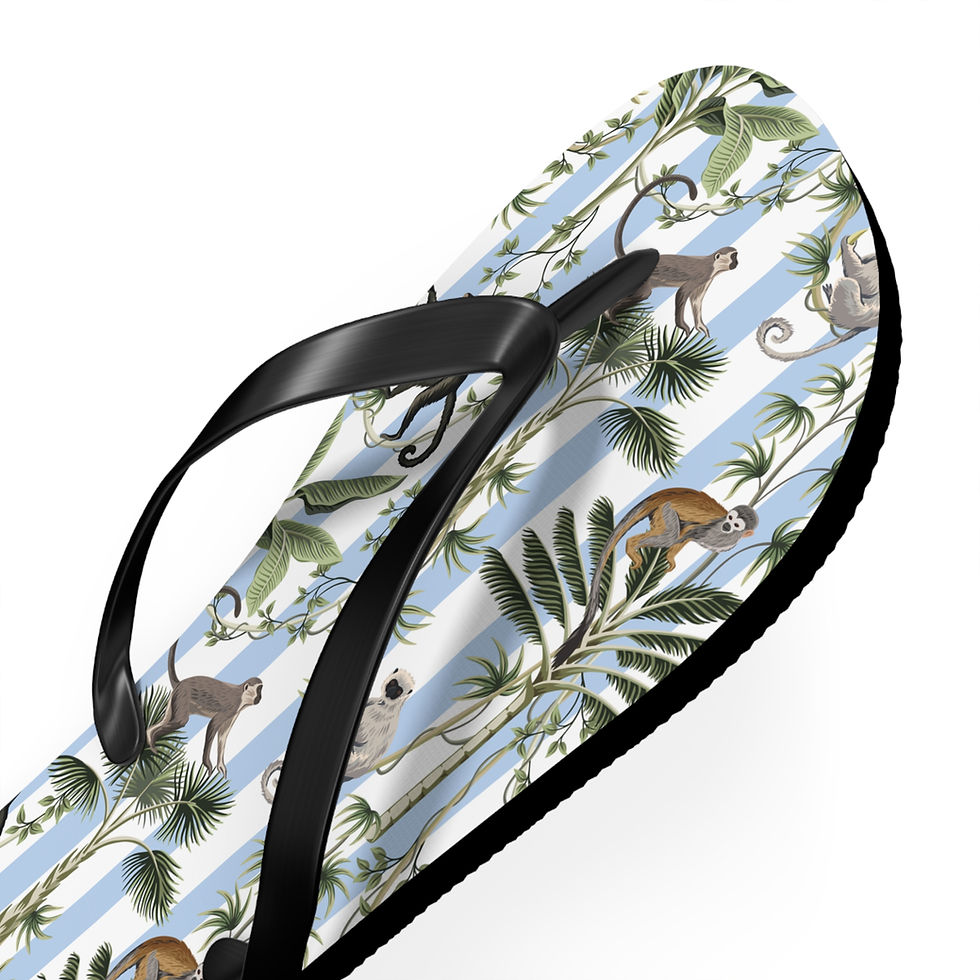 Thumbnail: Flip Flops - Monkey Vintage Style Tropical Stripe Design