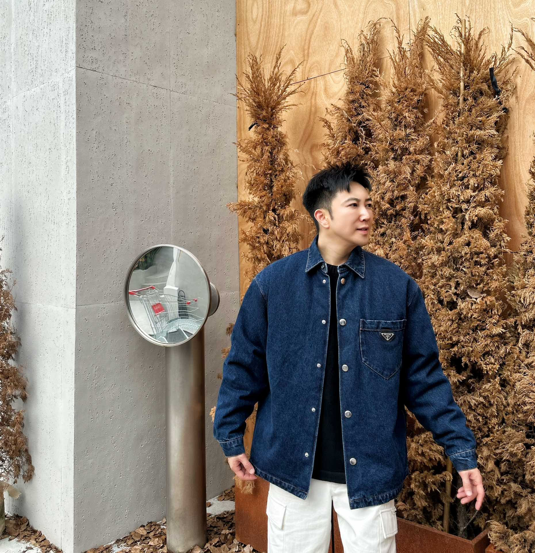 프*다 데님 자켓 트라이 앵글 로고