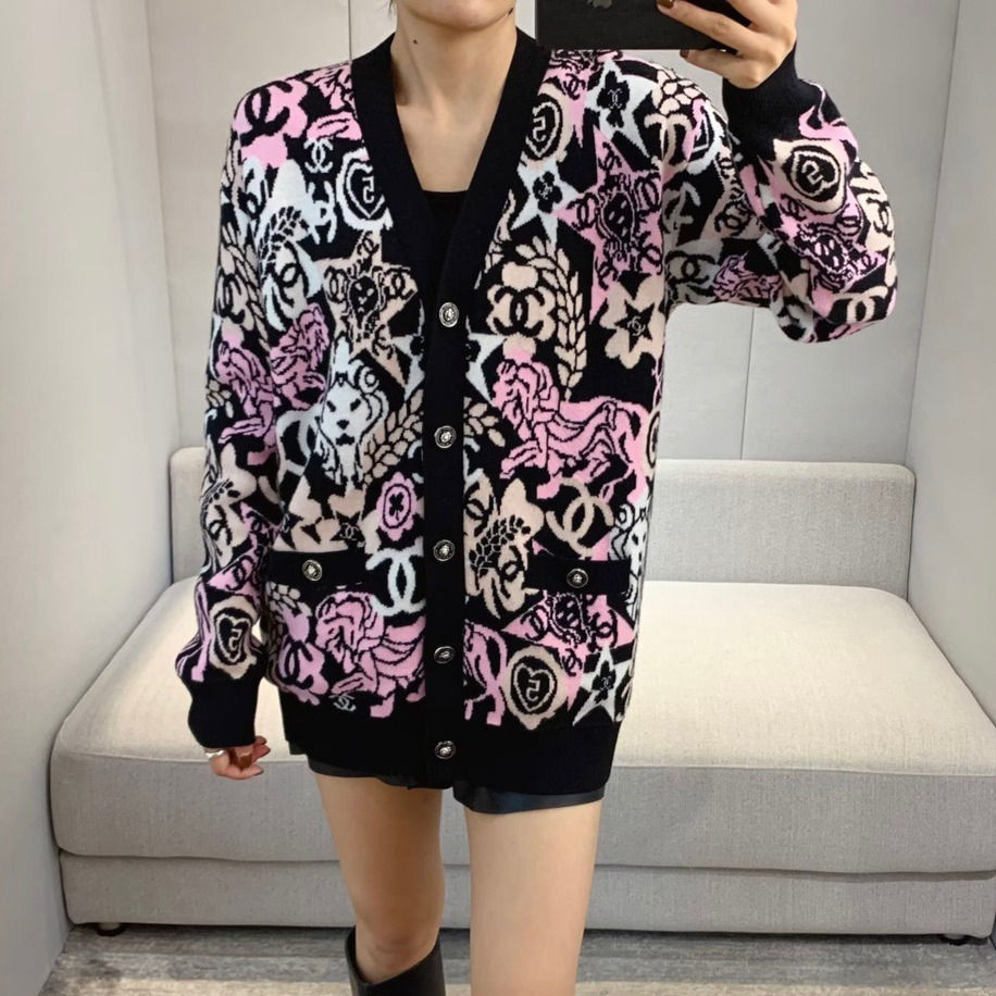 [하이앤드] 샤* 멀티 퀼트패턴 울 캐시미어 가디건