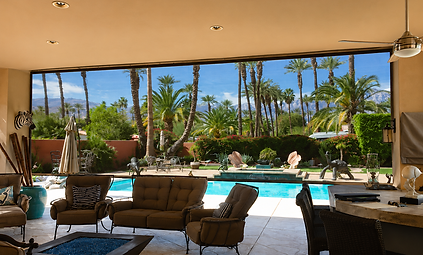 enjoy the view from inside the patio with a motorized solar screen