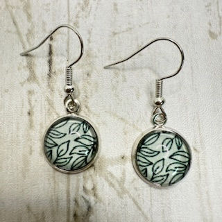 Thumbnail: Whispering Leaves Glass Cabochon Earrings
