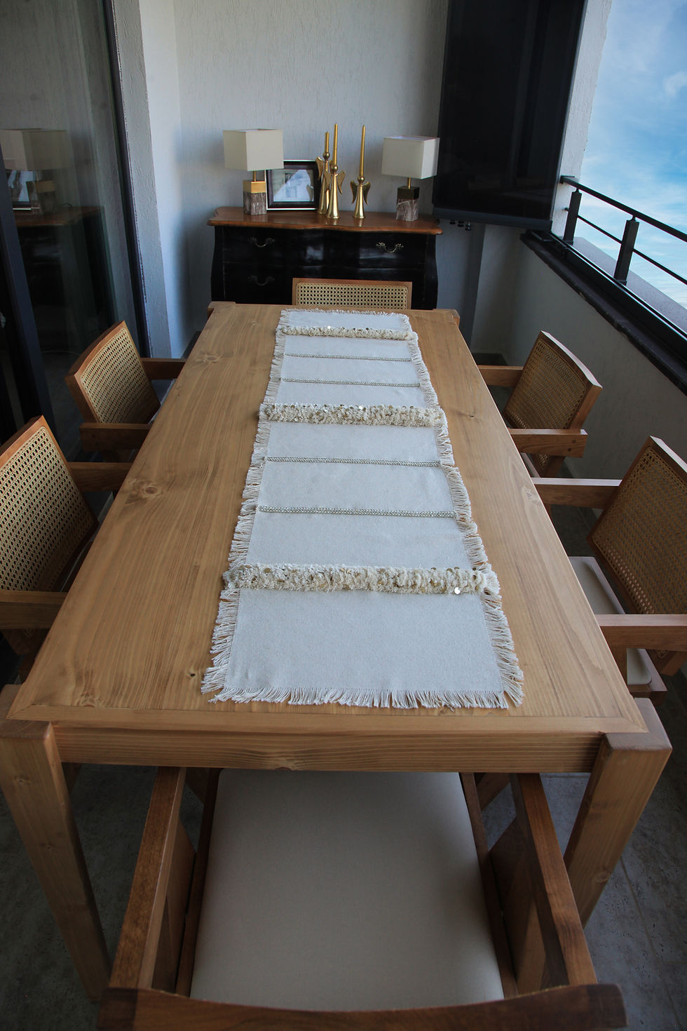 Küçük resim: Bohemart Boho Runner Dekoratif Eli?i Punch Masa Sunum Bohem