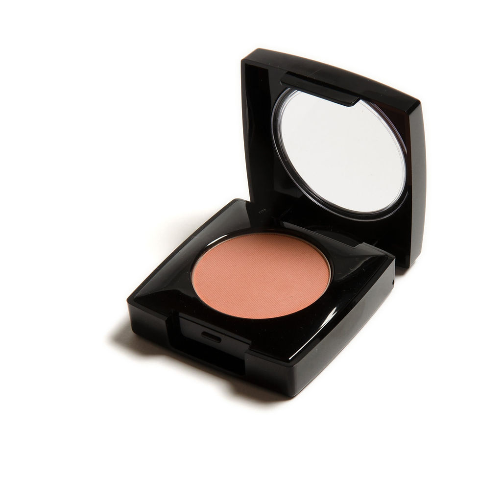 Open black compact case with Autumn Bliss peach blush.