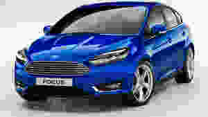 Carro azul, marca Ford, modelo Focus.