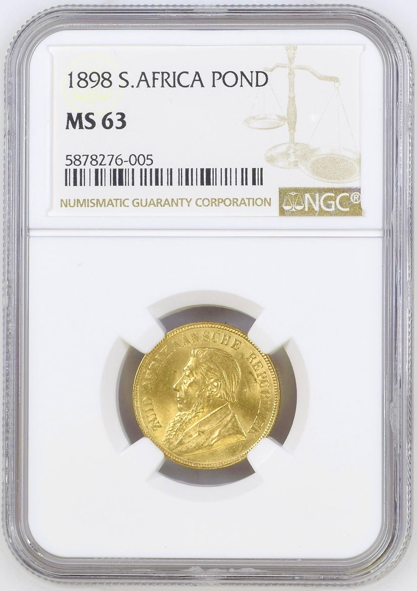 S. Africa: 1898 ZAR Gold Pond NGC Certified MS63